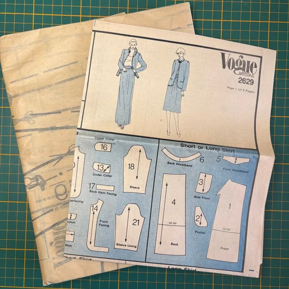 Vtg Vogue 2629 Sz 10 Kasper Designer Jacket | Skirt Uncut Sewing Pattern 1980s